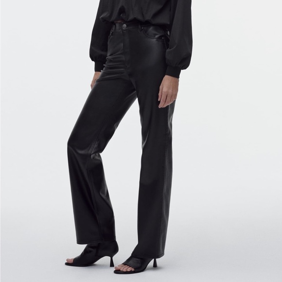 Faux leather straight leg pants - Picture 4 of 6